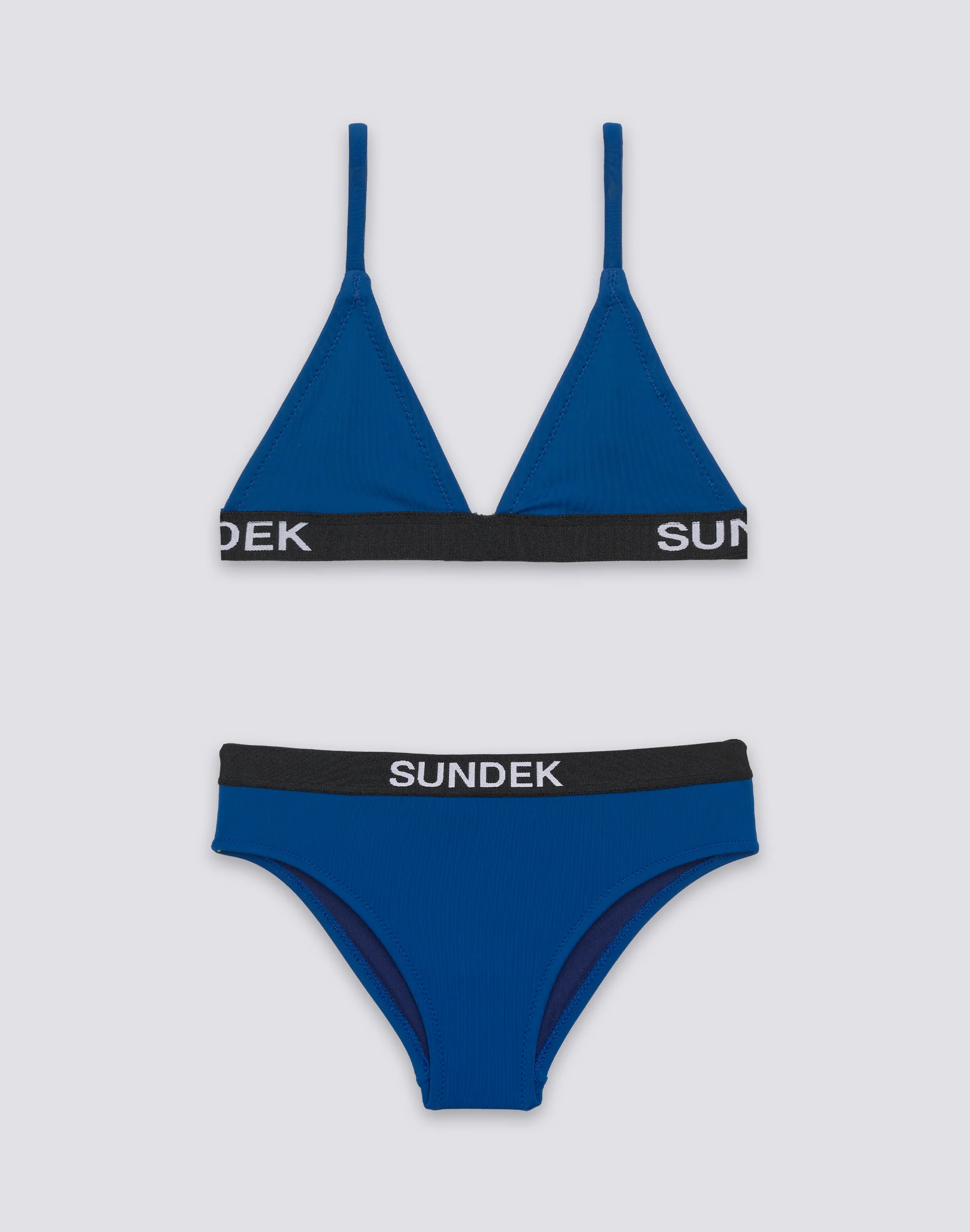 BIKINI BAMBINA TOP A TRIANGOLO E SLIP FISSO CON ELASTICO LOGO