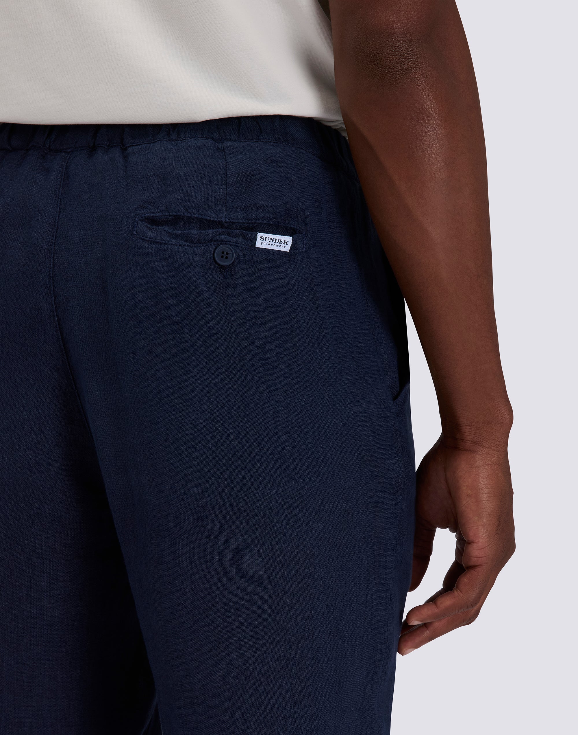 PANTALONI UOMO A VITA ELASTICATA IN LINO - Image 4