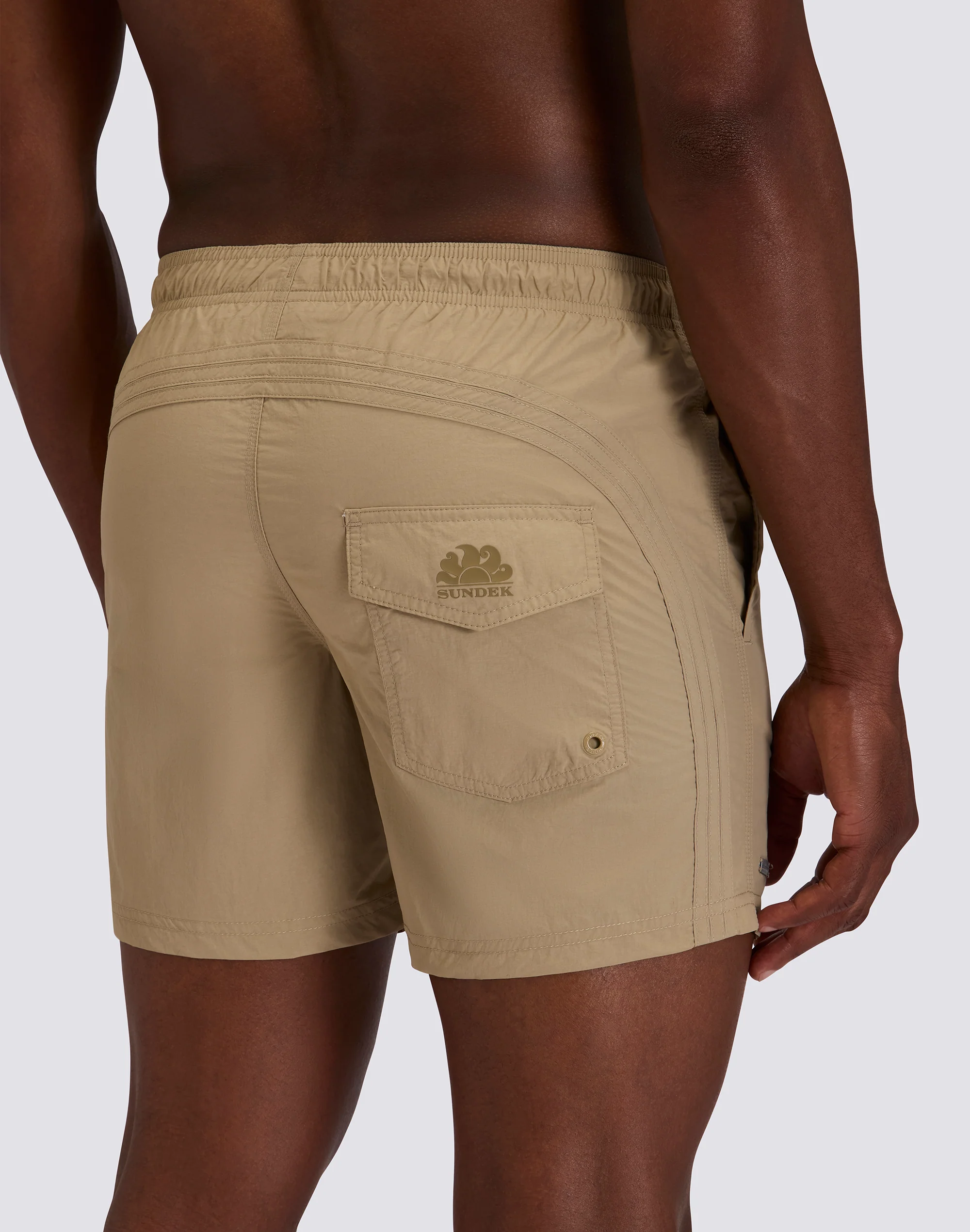 COSTUME DA BAGNO UOMO CORTO VITA ELASTICATA GOLDENWAVE TINTA UNITA NYLON TASLAN COTTON TOUCH - Image 4