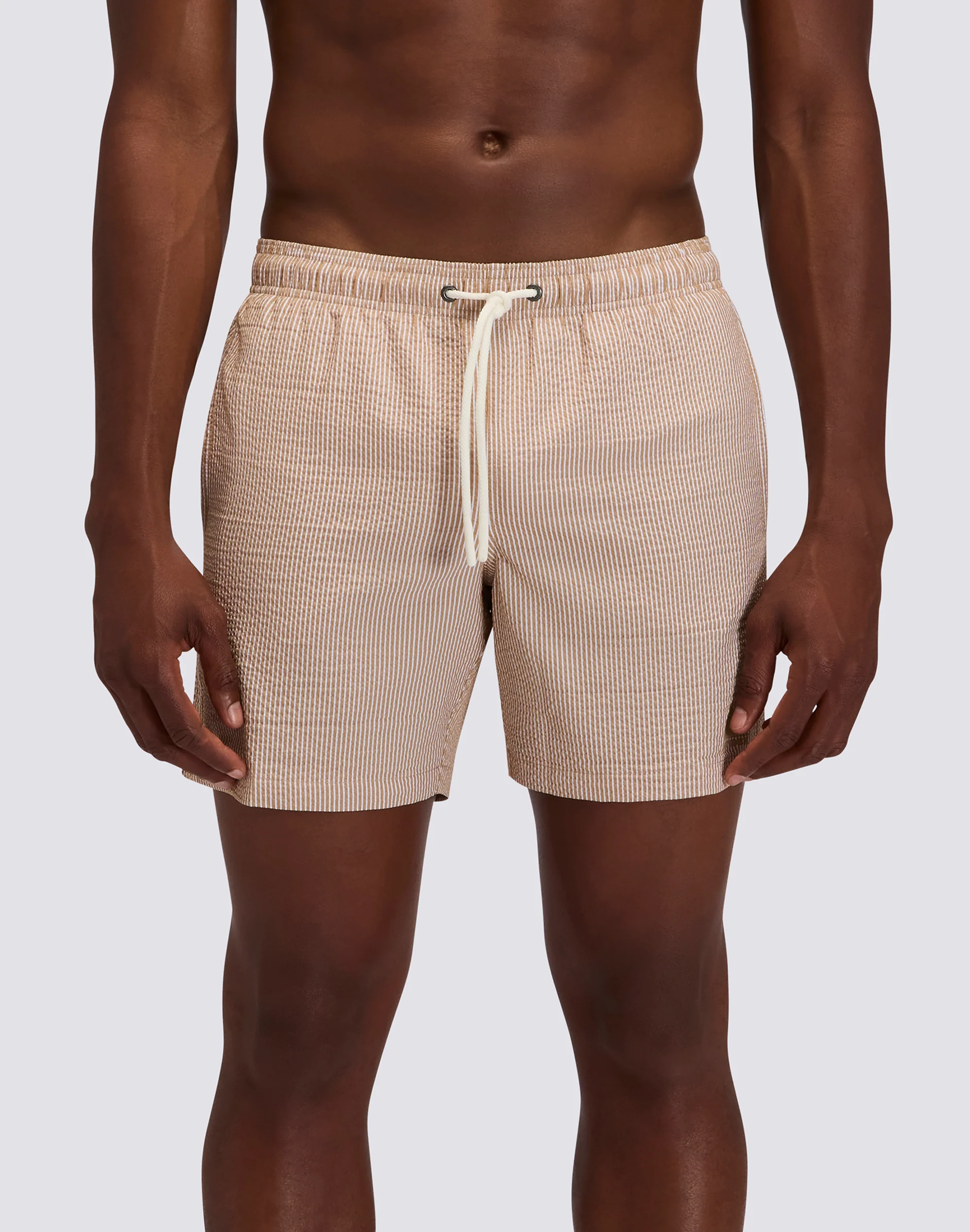 COSTUME DA BAGNO UOMO LUNGHEZZA MEDIA VITA ELASTICATA GOLDENWAVE IN TINTO FILO A RIGHE - Image 2