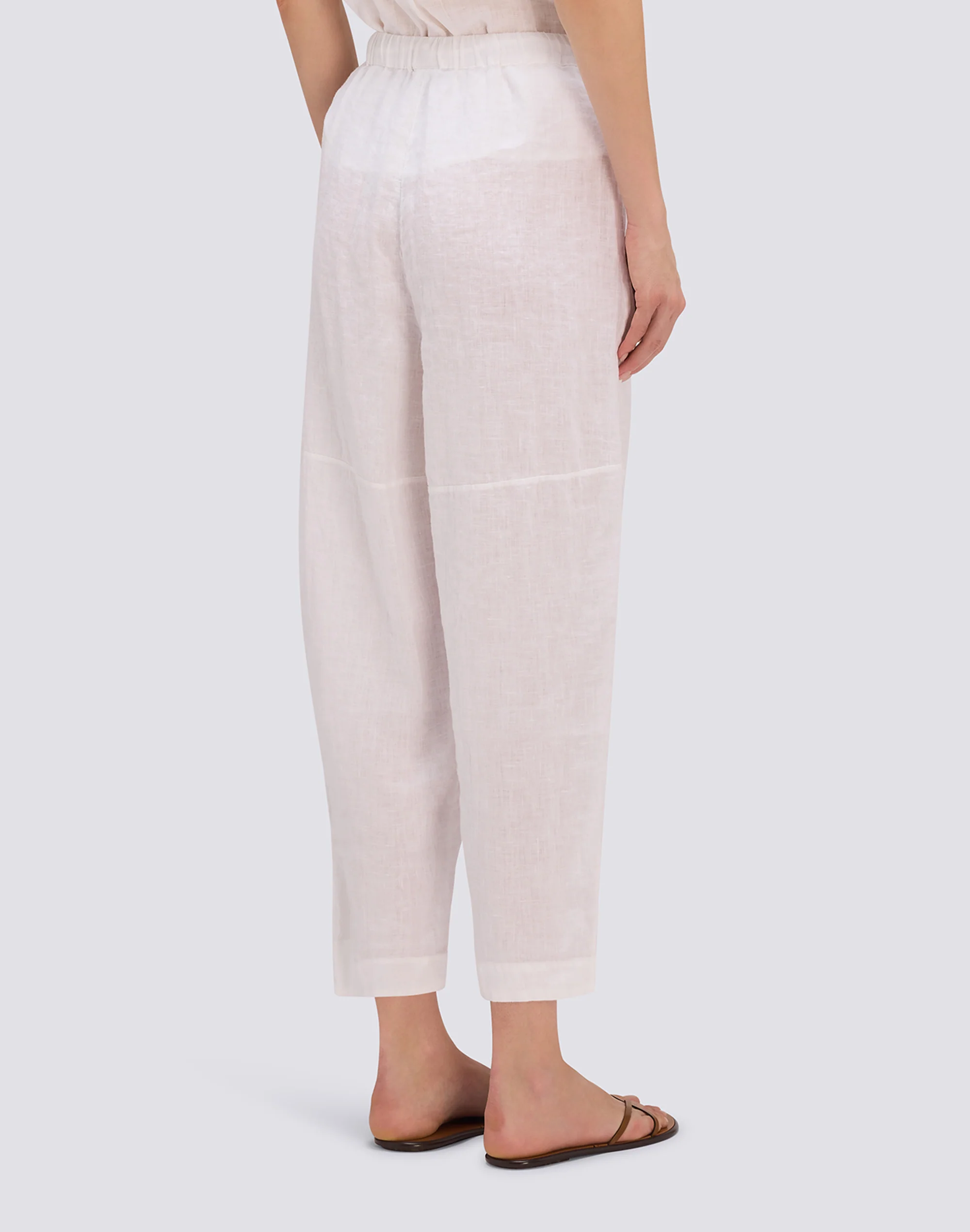 PANTALONI LUNGHI IN LINO CON VITA ELASTICIZZATA REGOLABILE - Image 2