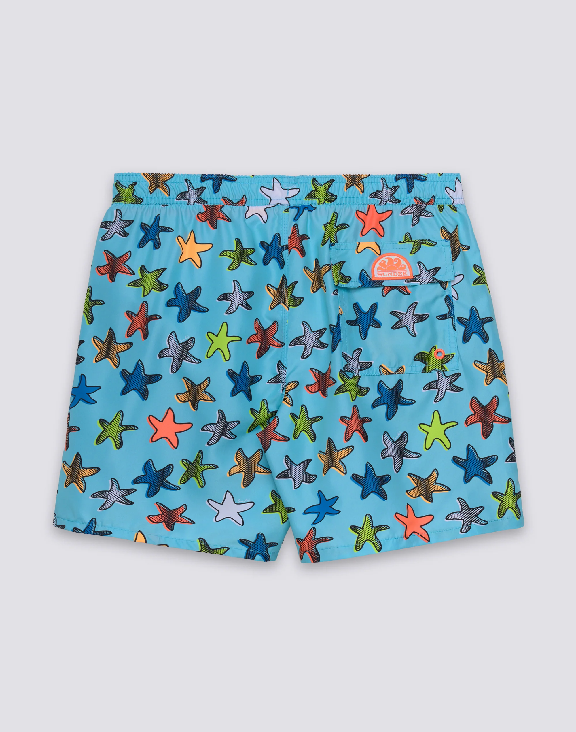 COSTUME DA BAGNO UOMO LUNGHEZZA MEDIA VITA ELASTICATA STAMPA HAPPY STAR IN POLIESTERE RICICLATO REPREVE® - Image 5
