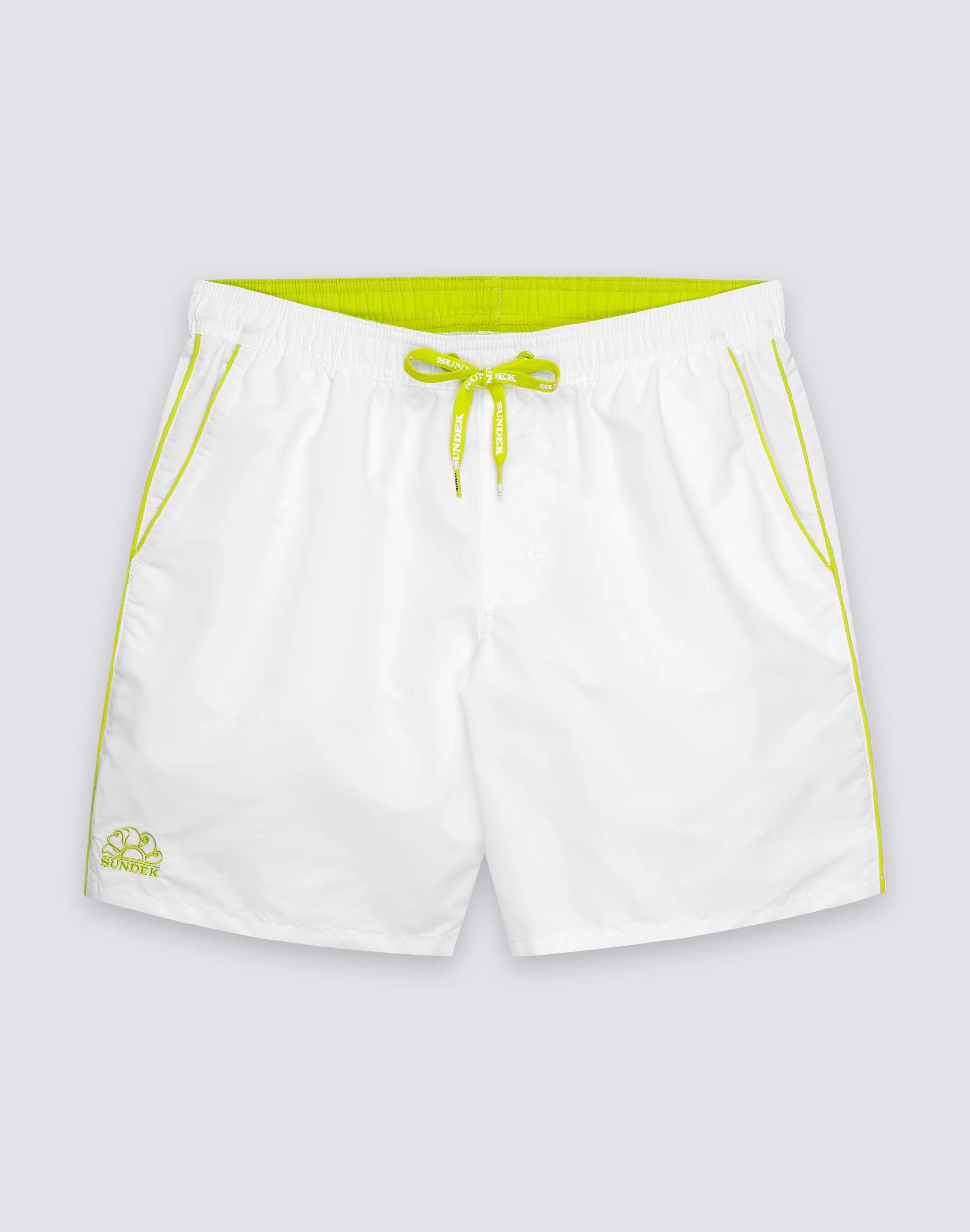 COSTUME DA BAGNO UOMO LUNGHEZZA MEDIA VITA ELASTICATA CON PIPING