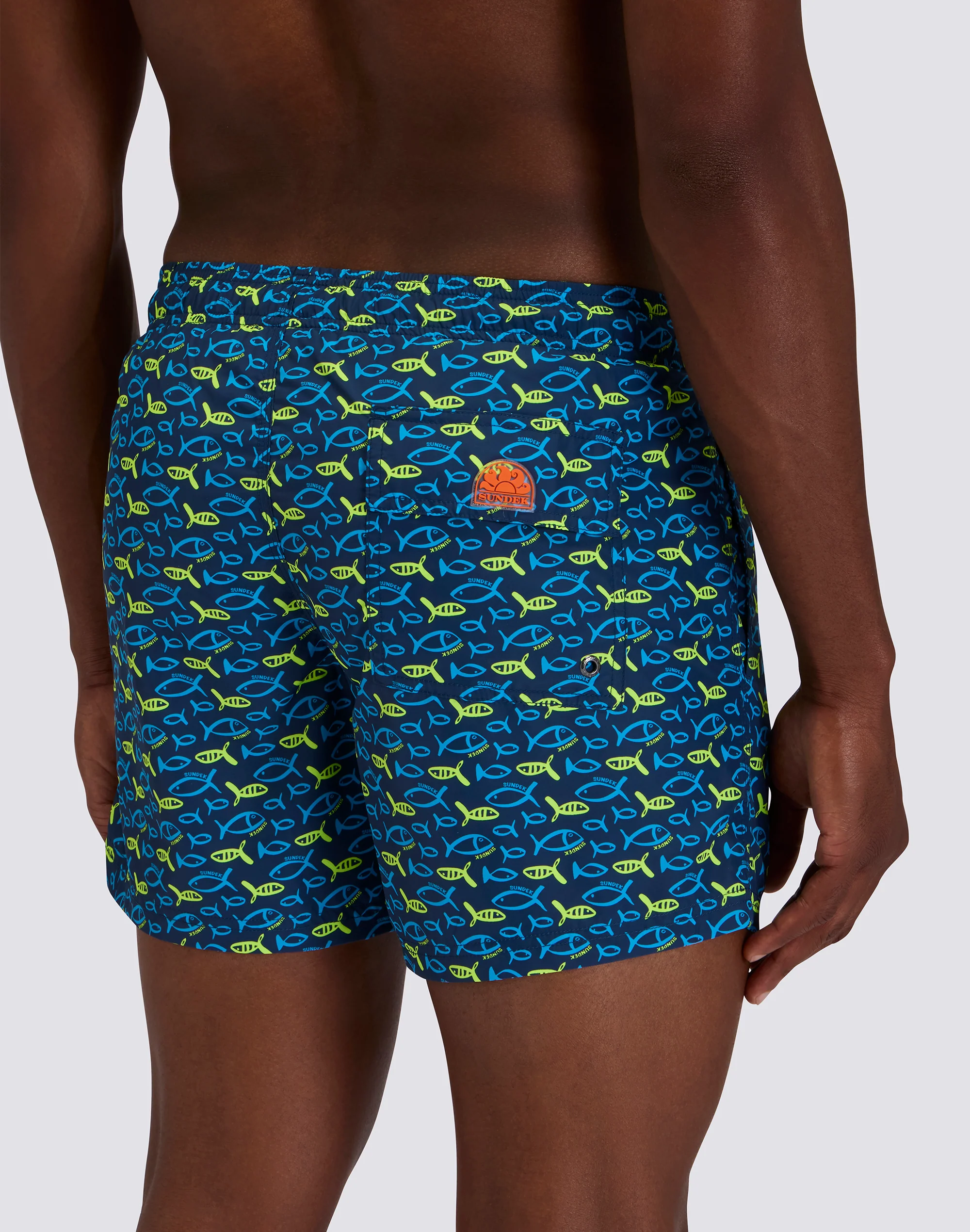 COSTUME DA BAGNO UOMO CORTO VITA ELASTICATA STAMPA FISHAZ IN POLY RICICLATO - Image 3