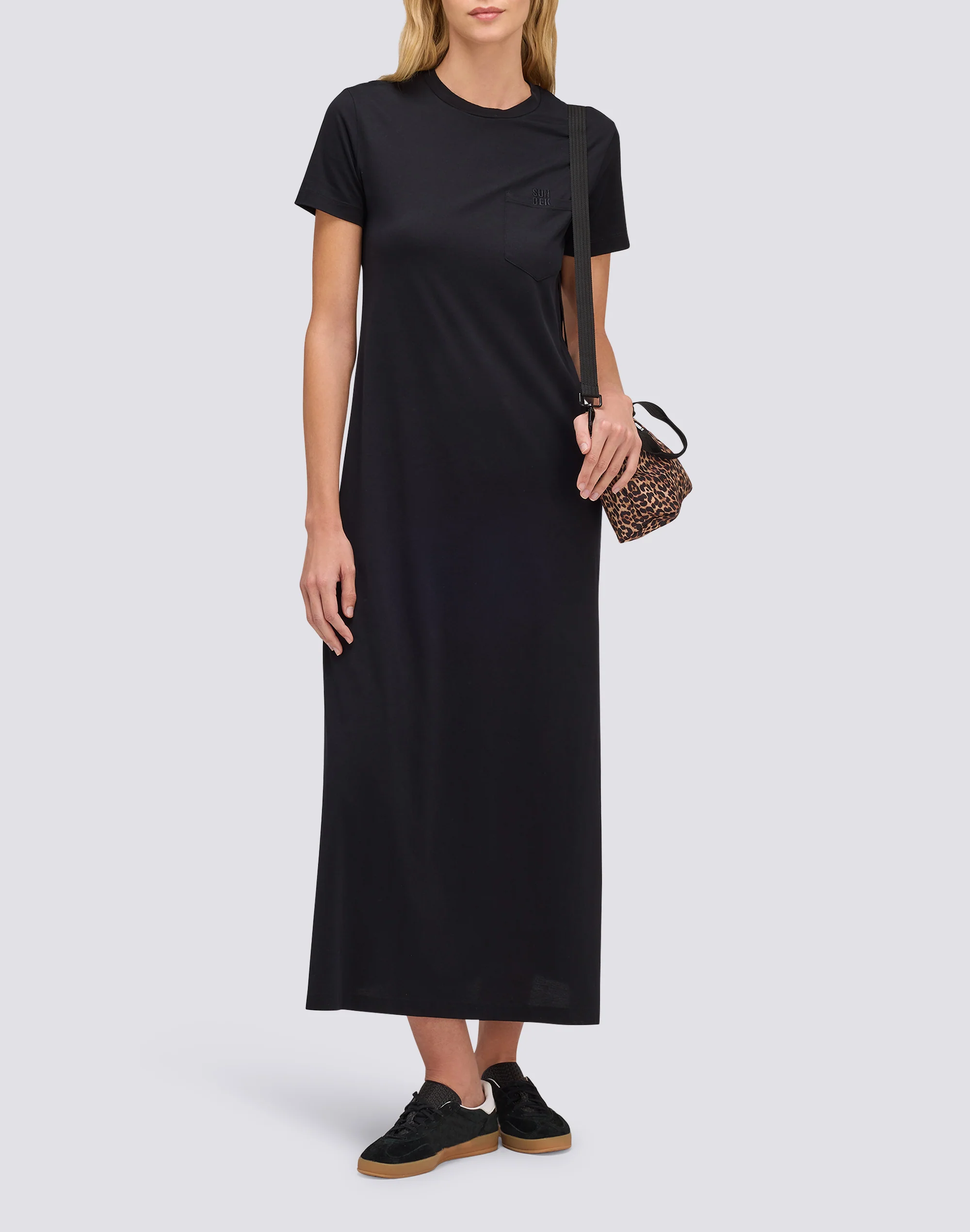 ABITO LUNGO DONNA IN COTONE JERSEY CON SPACCHI LATERALI - Image 4