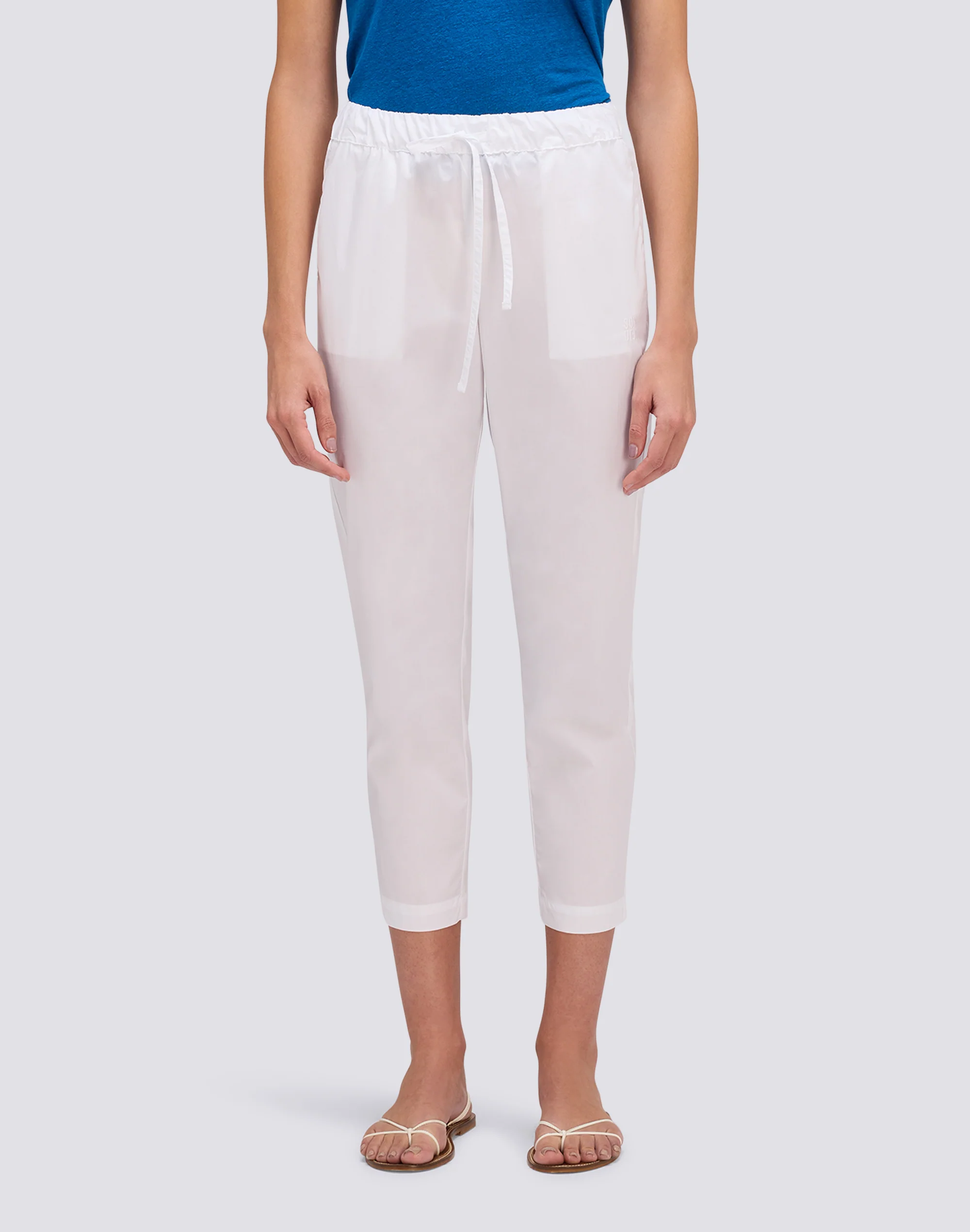PANTALONI LUNGHI DONNA A SIGARETTA IN COTONE POPELINE