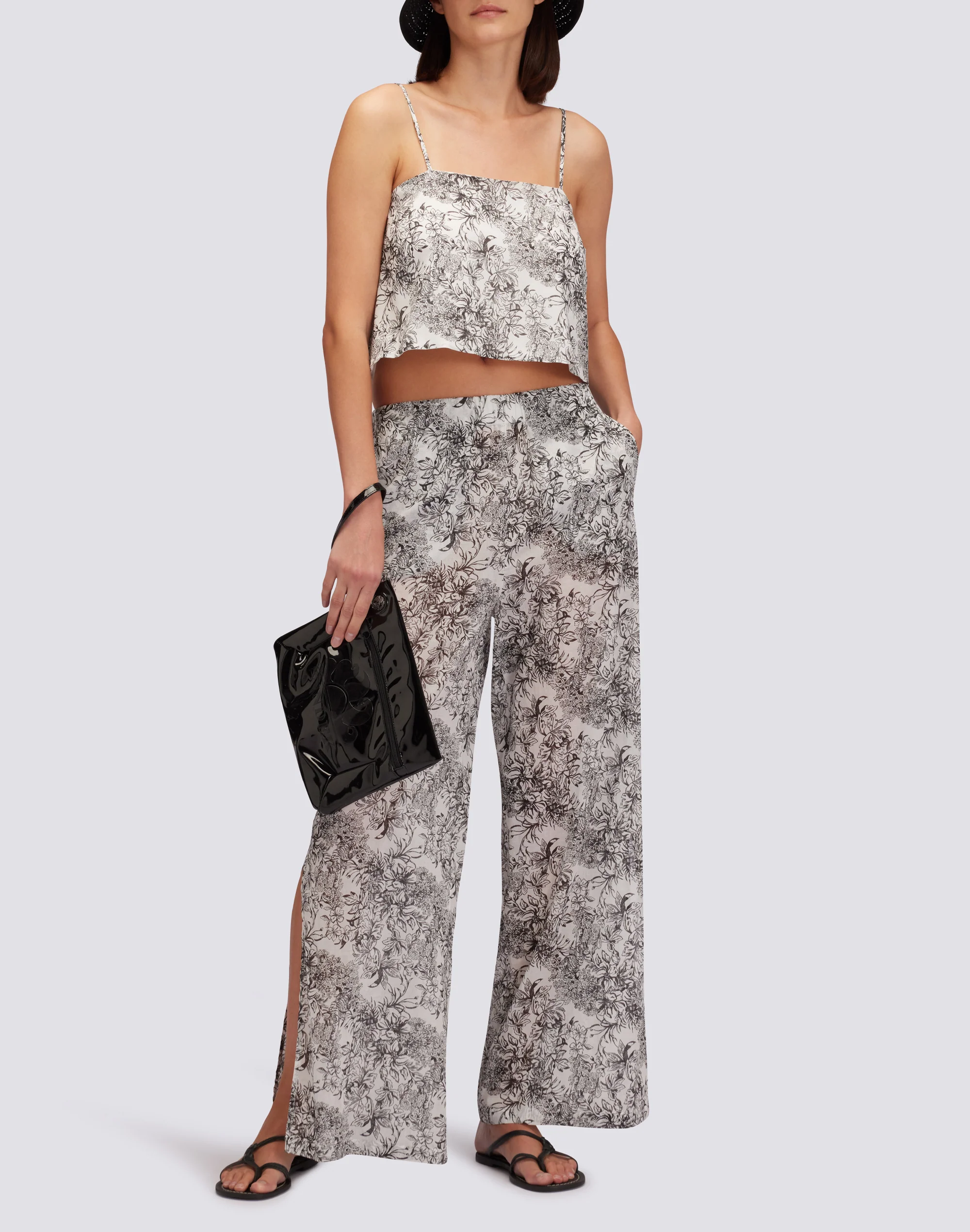 PANTALONI LUNGHI IN COTONE VOILE CON STAMPA FLEUR DE JOIE - Image 4