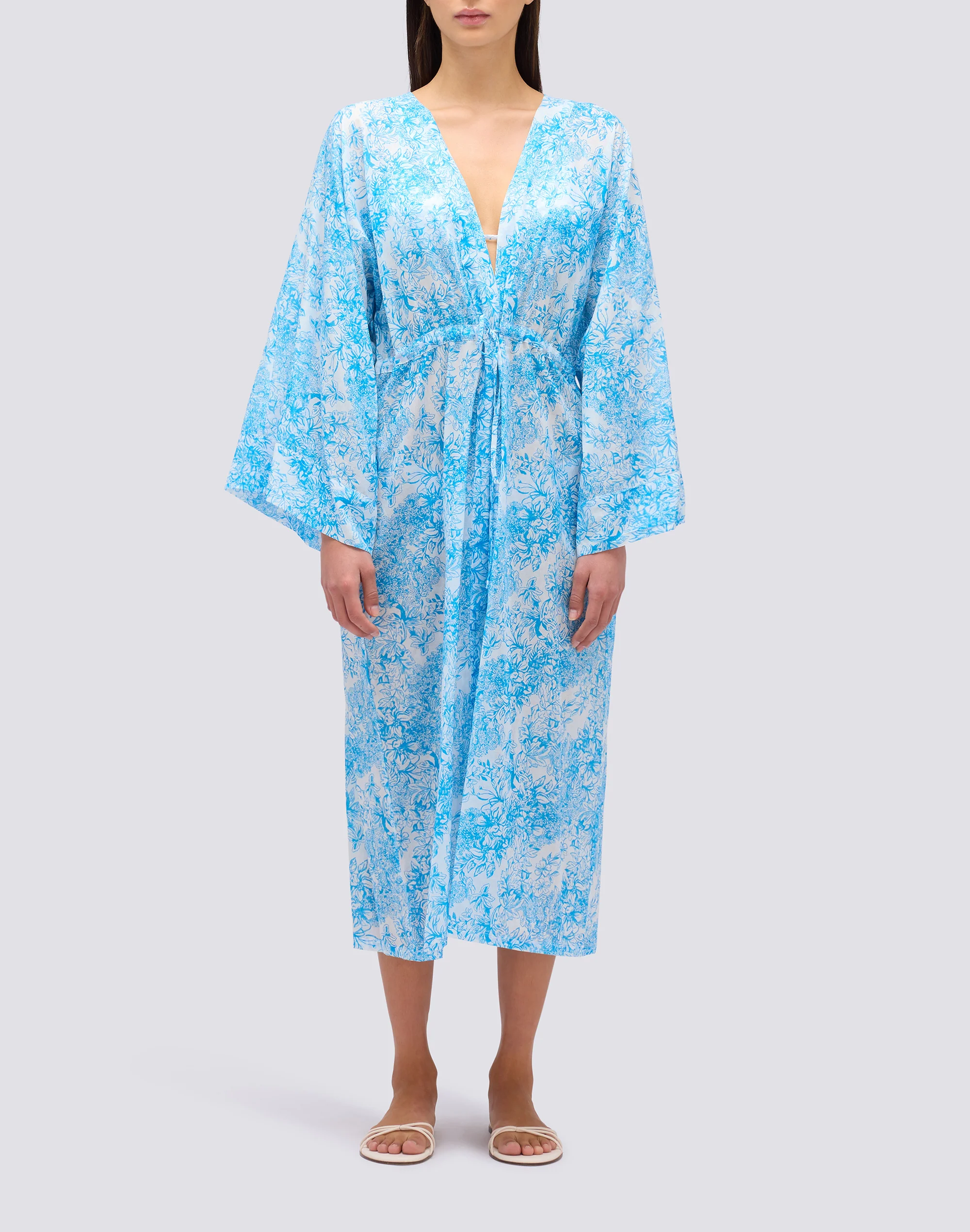 ABITO KIMONO LUNGO STAMPA FLEUR DE JOIE