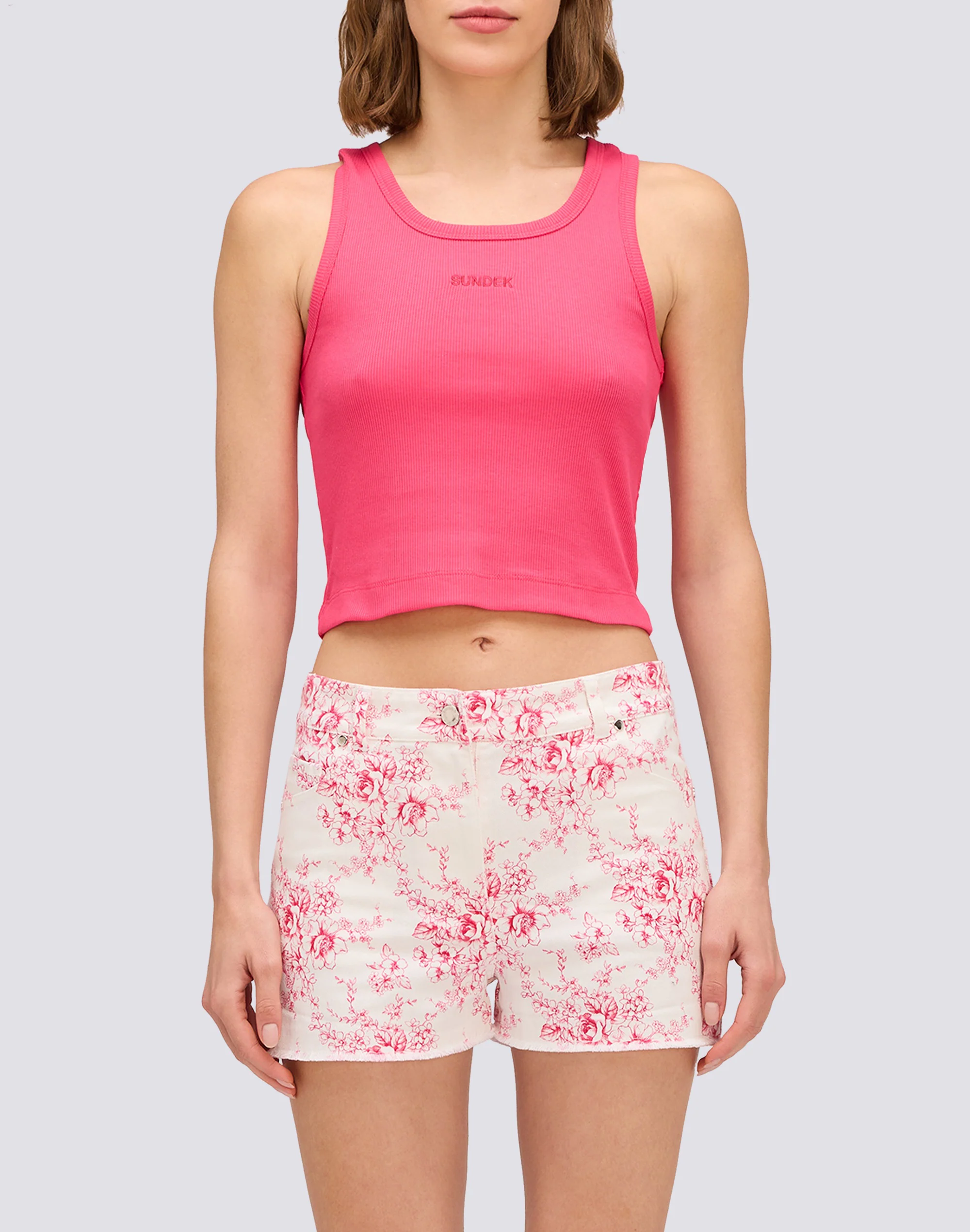 CANOTTA CROP CON LOGO RICAMATO
