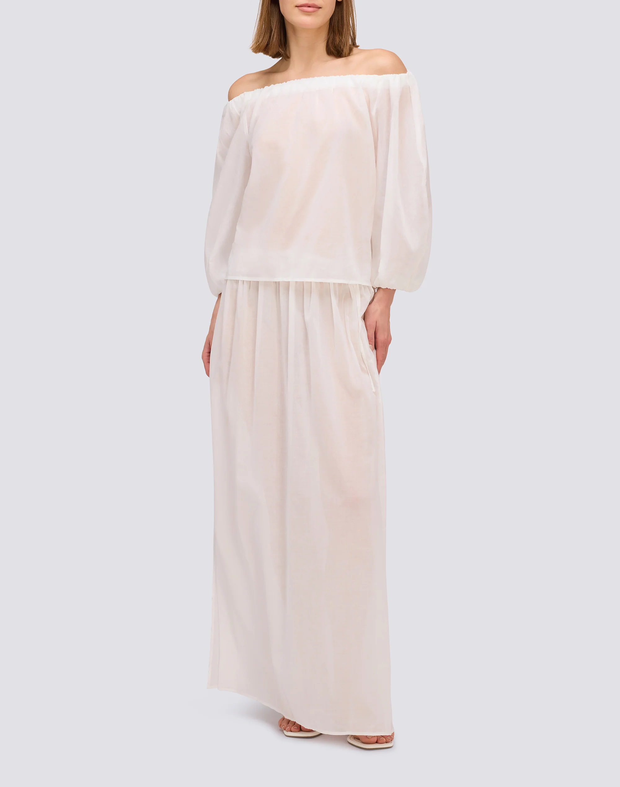 BLUSA IN VOILE DI COTONE CON SCOLLO A BARCA