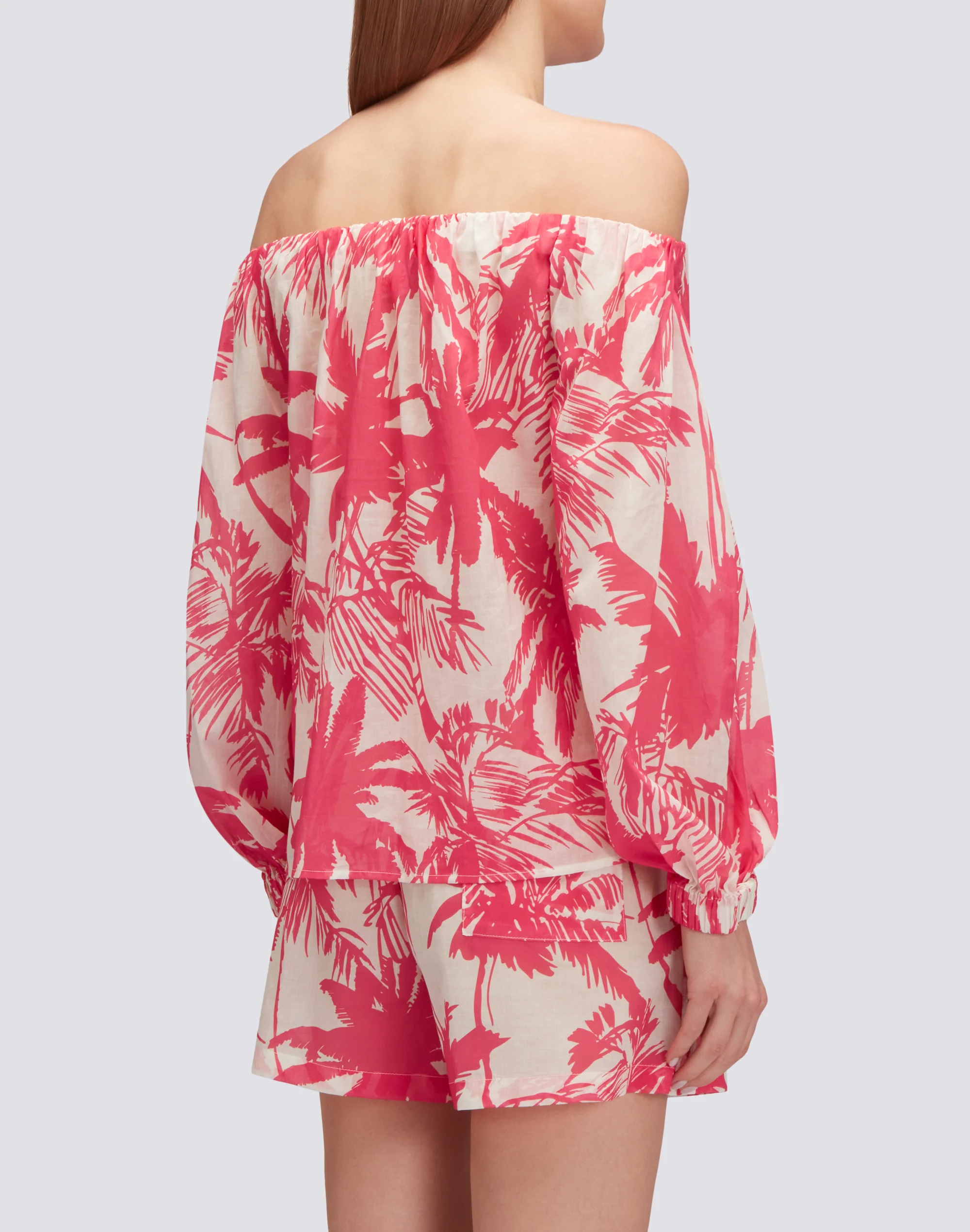 BLUSA IN COTONE VOILE CON STAMPA TROPIC SAVANA - Image 2