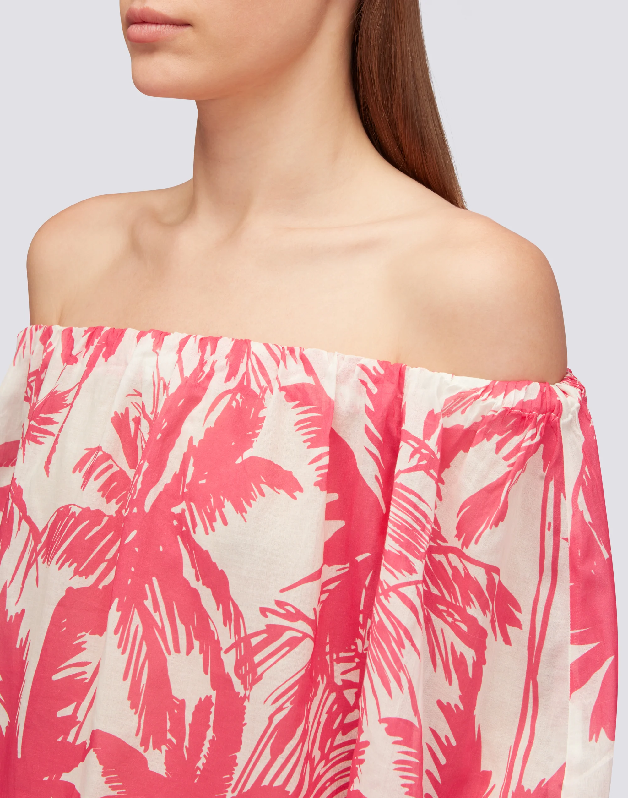 BLUSA IN COTONE VOILE CON STAMPA TROPIC SAVANA - Image 3