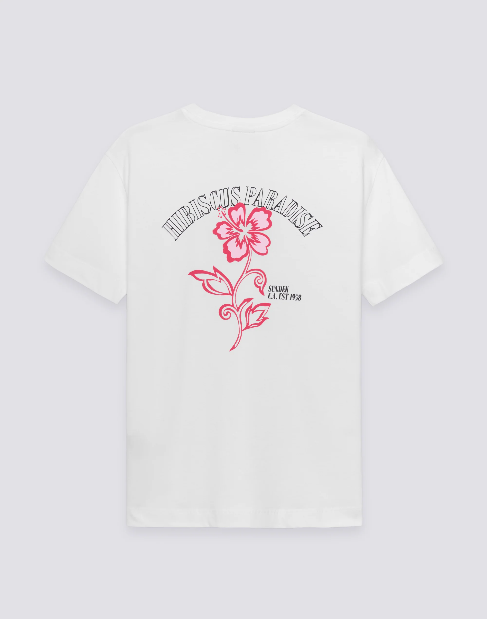 T-SHIRT DONNA CON IBISCO RICAMATO E STAMPATO