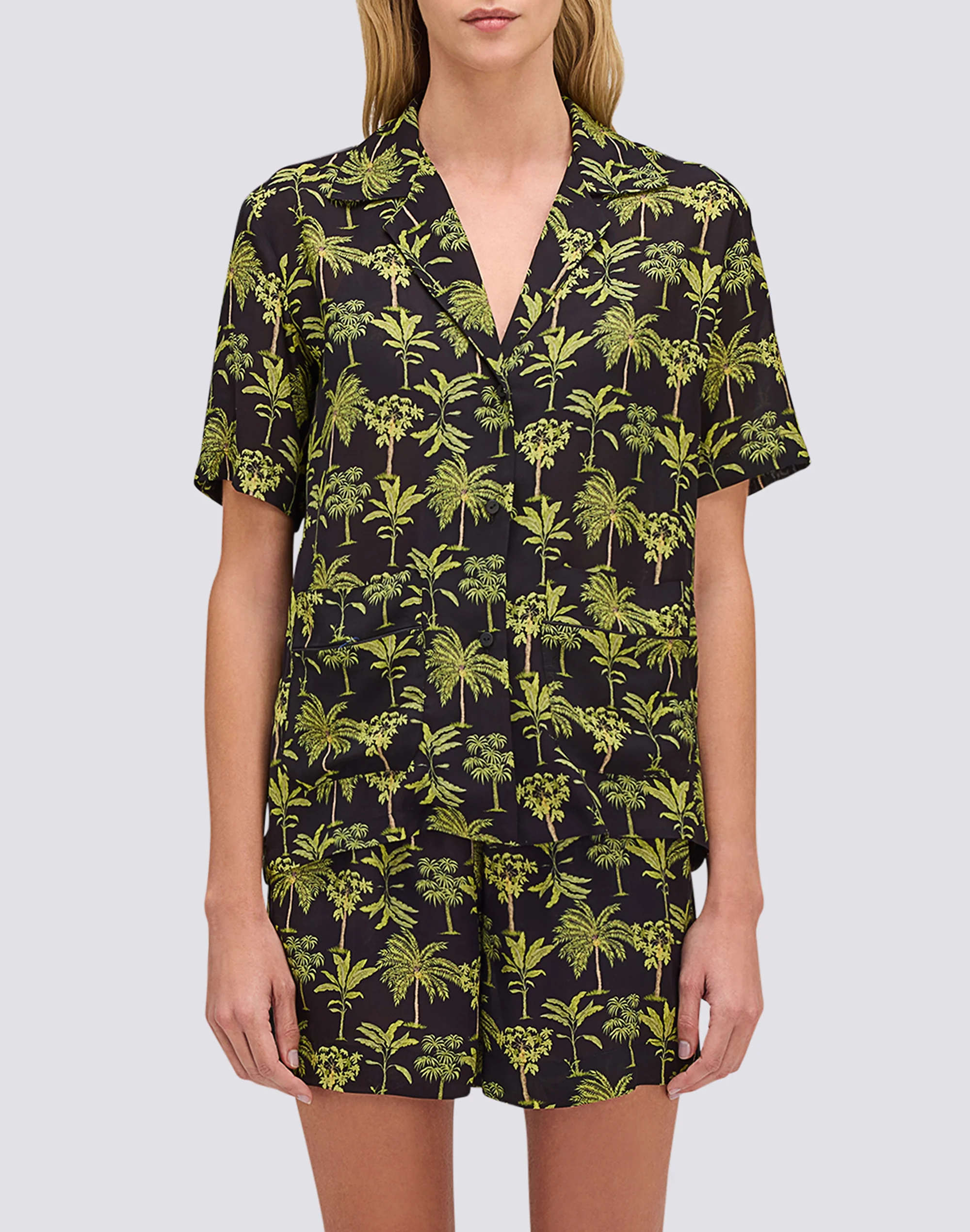 CAMICIA DONNA STILE BOWLING CON STAMPA BOTANIC